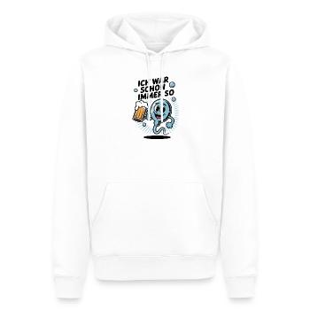 Lustiger Spruch Spermium mit Bierglas - Männer Premium Bio Hoodie - Weiß - Vorne - Nico (187cm)