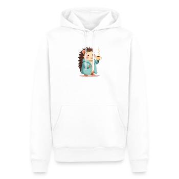 Hedgehog Mit Kaffee Pullover Design - Männer Premium Bio Hoodie - Weiß - Vorne - Nico (187cm)
