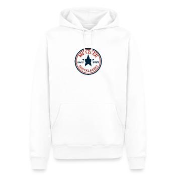 Emblème vintage de boucher - Sweat à capuche Premium bio Homme - blanc - Devant - Nico (187cm)