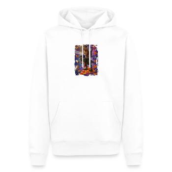 Motif animalier imaginatif sur fond de pizza - Sweat à capuche Premium bio Homme - blanc - Devant - Nico (187cm)