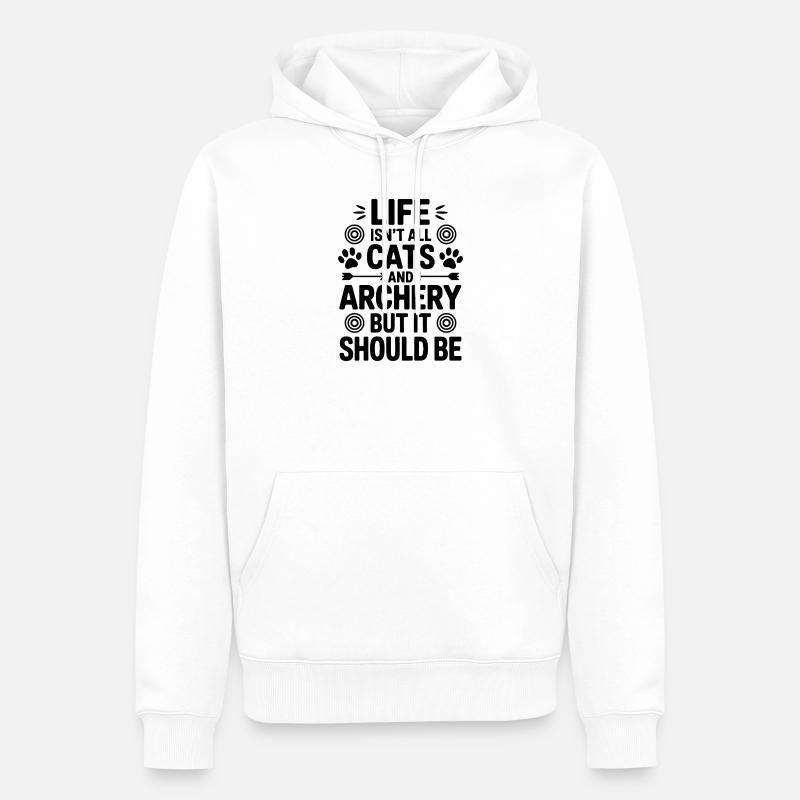 Bogenschießen Spruch Katzen Bogenschießen Geschenk - Männer Premium Bio Hoodie - Weiß