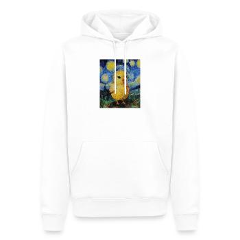 Poussin Poulet Coq Style Van Gogh Étoilé - Sweat à capuche Premium bio Homme - blanc - Devant - Nico (187cm)