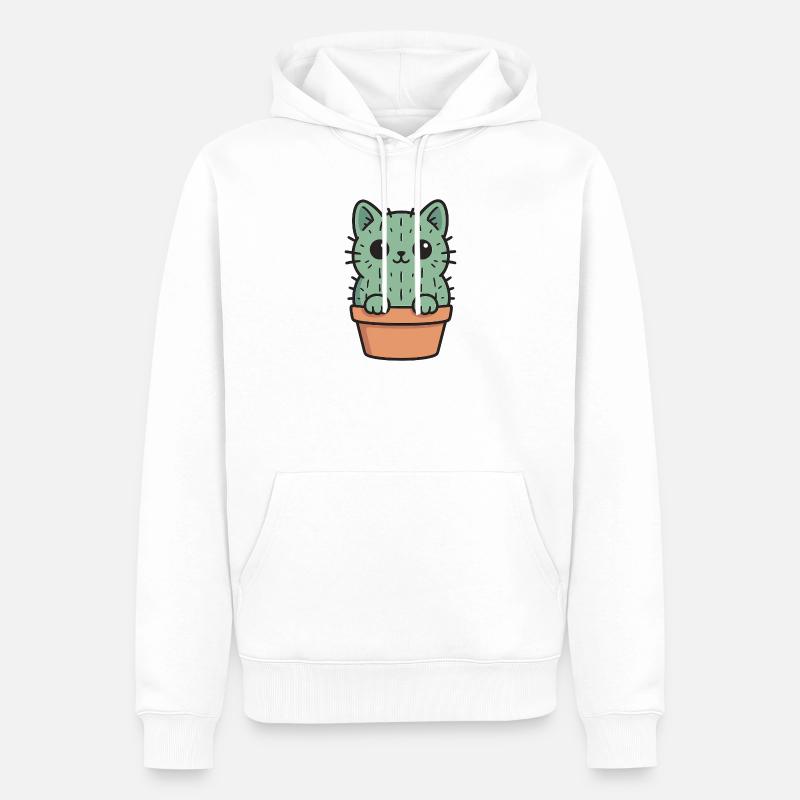 Conception de chaton cactus mignon - Sweat à capuche Premium bio Homme - blanc