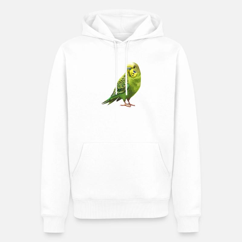 Conception de perruche Joie de vivre - Sweat à capuche Premium bio Homme - blanc