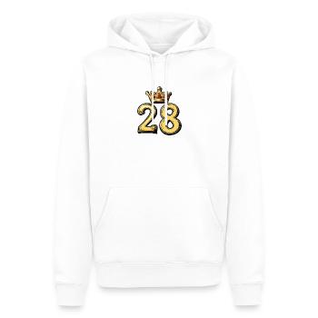 28 Nombre Couronne - Sweat à capuche Premium bio Homme - blanc - Devant - Nico (187cm)