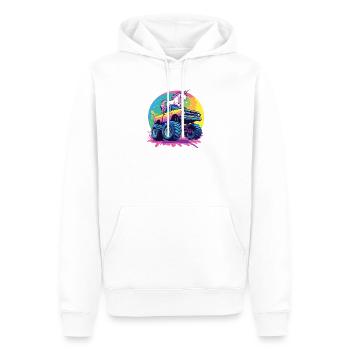Leuchtendes Einhorn auf Monstertruck - Männer Premium Bio Hoodie - Weiß - Vorne - Nico (187cm)