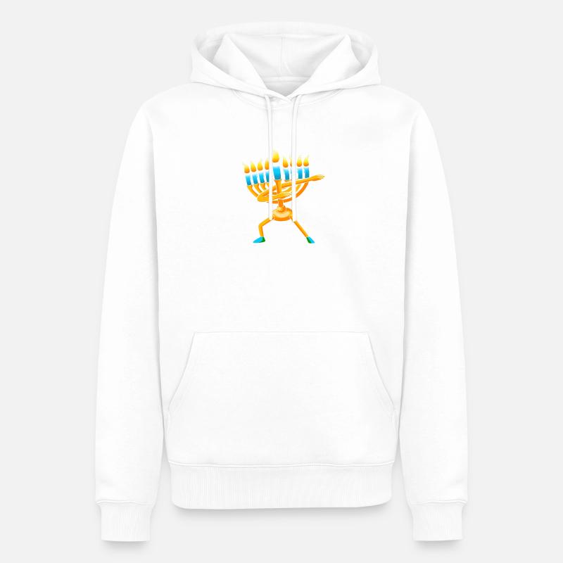 Hanoukka Hanoukka Hanoucca - Sweat à capuche Premium bio Homme - blanc