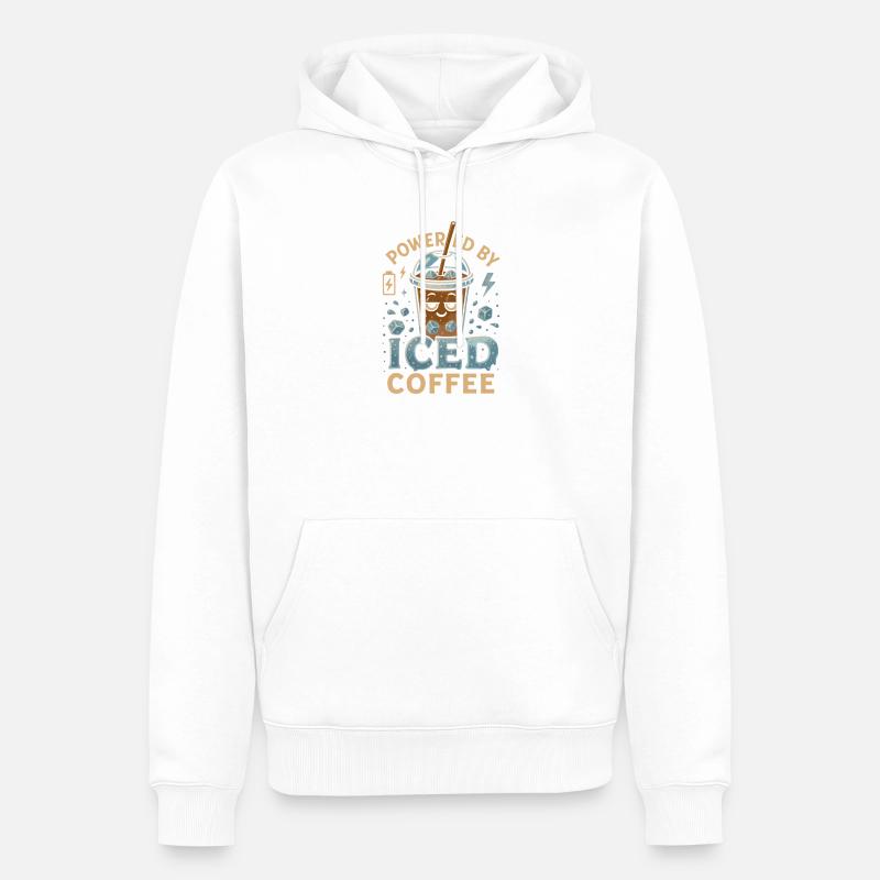 Alimenté par du café glacé - Sweat à capuche Premium bio Homme - blanc