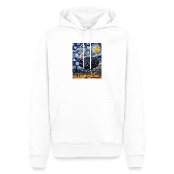 Bouquet Nuit étoilée style Van Gogh - Sweat à capuche Premium bio Homme - blanc - Devant - Nico (187cm)