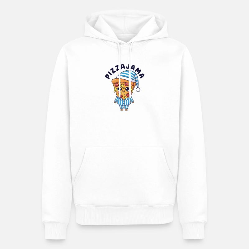 Pizzajama Pyjama fatigué Pizza Fun Citation - Sweat à capuche Premium bio Homme - blanc
