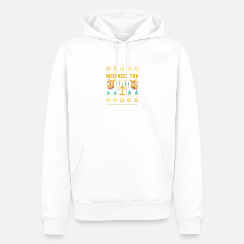 Hanoukka Hanoukka Hanoukka - Sweat à capuche Premium bio Homme - blanc