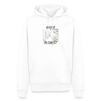 Enracinés dans le Christ – Colossiens 2:6-7 - Sweat à capuche Premium bio Homme - blanc - Devant - Nico (187cm)