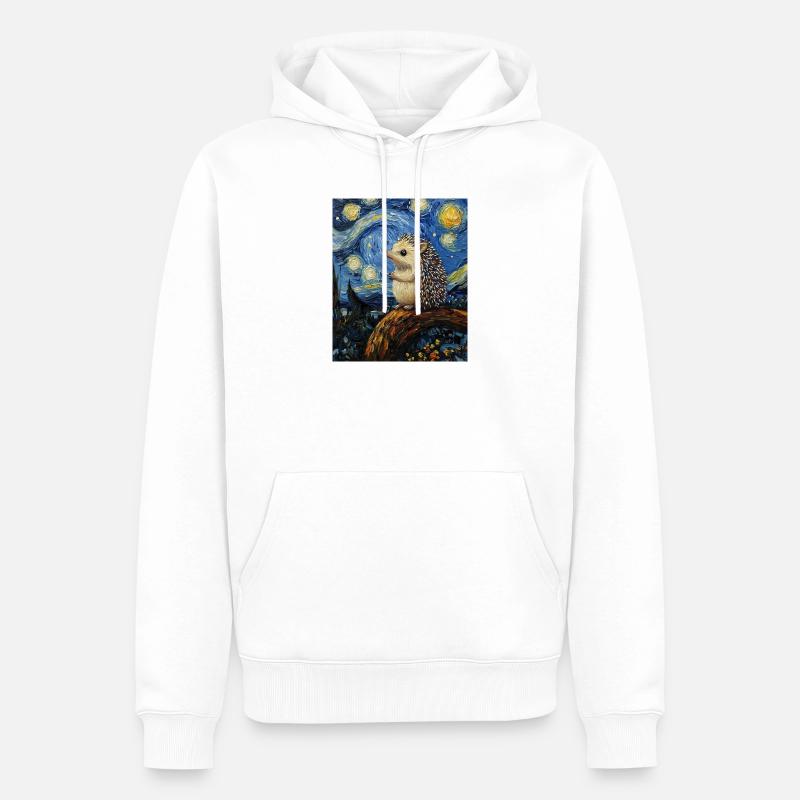  Igel Van Gogh Style Starry Night - Männer Premium Bio Hoodie - Weiß