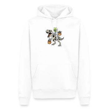 Alien Rides Skeleton T-Rex Halloween Dinosaur - Men’s Premium Organic Hoodie - white - Front - Nico (187cm)