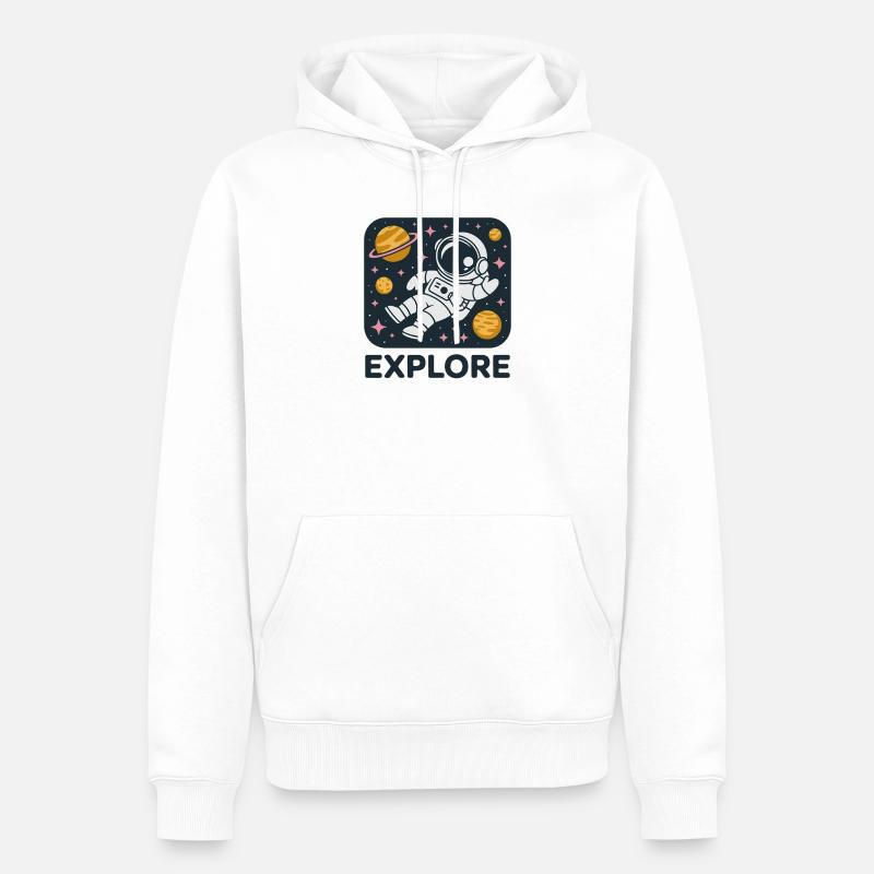 Explorez l’astronaute de l’espace - Sweat à capuche Premium bio Homme - blanc