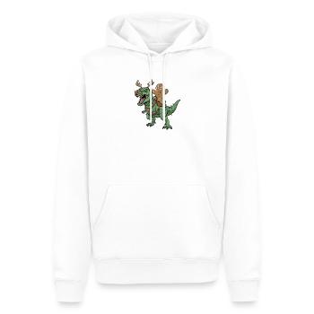 Pain d’épice Man Rides T-Rex Noël Dinosauri - Sweat à capuche Premium bio Homme - blanc - Devant - Nico (187cm)
