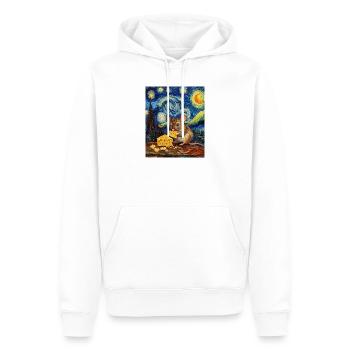 Souris mange du fromage Nuit étoilée à la Van Gogh - Sweat à capuche Premium bio Homme - blanc - Devant - Nico (187cm)