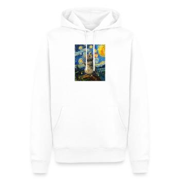 Souris mange du fromage Nuit étoilée à la Van Gogh - Sweat à capuche Premium bio Homme - blanc - Devant - Nico (187cm)