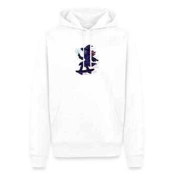 Neon witch sur le skateboard - Sweat à capuche Premium bio Homme - blanc - Devant - Nico (187cm)