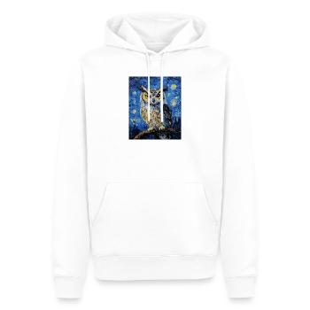 hibou oiseau style van gogh nuit étoilée - Sweat à capuche Premium bio Homme - blanc - Devant - Nico (187cm)