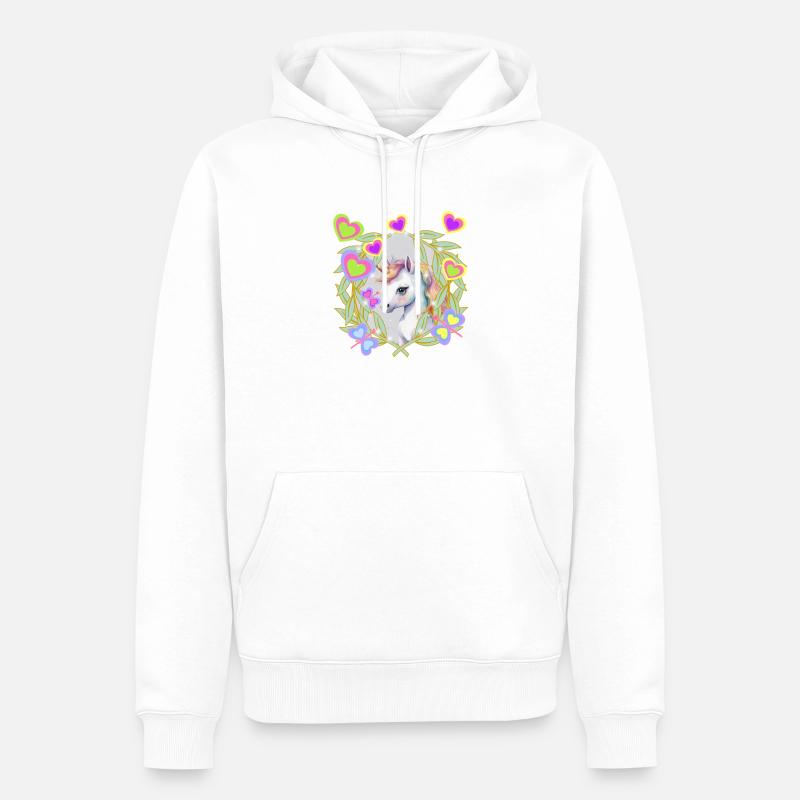 Einhorn Kinder Mädchen Pferd - Männer Premium Bio Hoodie - Weiß