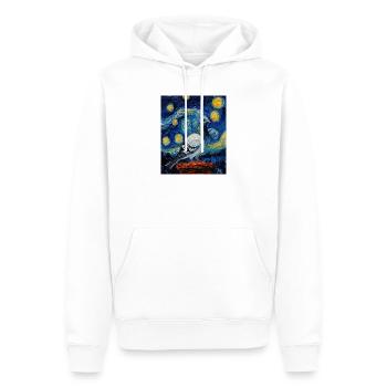 Colombe Oiseau Van Gogh Style Nuit étoilée - Sweat à capuche Premium bio Homme - blanc - Devant - Nico (187cm)