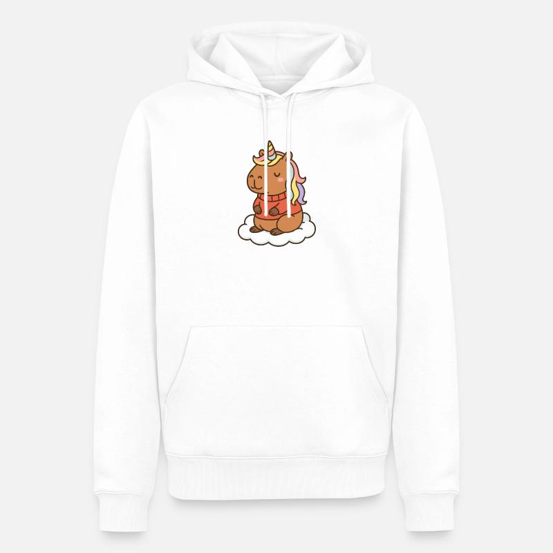 Capybara Einhorn 🌈 - Männer Premium Bio Hoodie - Weiß