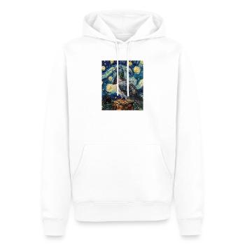 Colombe Oiseau Van Gogh Style Nuit étoilée - Sweat à capuche Premium bio Homme - blanc - Devant - Nico (187cm)