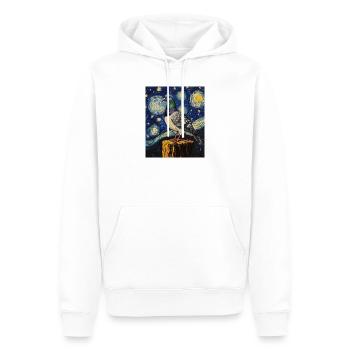 Colombe Oiseau Van Gogh Style Nuit étoilée - Sweat à capuche Premium bio Homme - blanc - Devant - Nico (187cm)