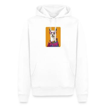 lama - Sweat à capuche Premium bio Homme - blanc - Devant - Nico (187cm)