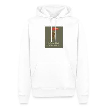 L’appel de la vie – Je suis en route Citation de voyage - Sweat à capuche Premium bio Homme - blanc - Devant - Nico (187cm)