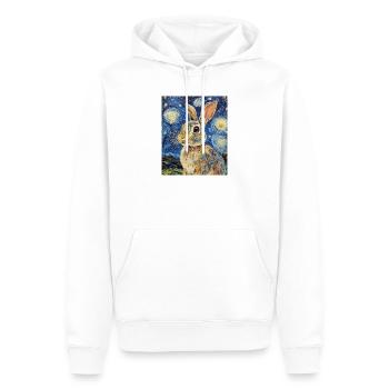 Lapin Lapin Lapin Van Gogh Style Nuit étoilée - Sweat à capuche Premium bio Homme - blanc - Devant - Nico (187cm)