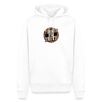 Retro Grunge – Turn Up The Truth - Männer Premium Bio Hoodie - Weiß - Vorne - Nico (187cm)