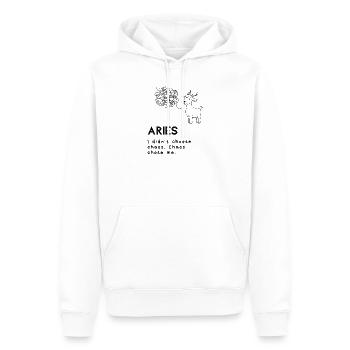 Dessin animé drôle du Bélier - Le chaos m’a choisi - Sweat à capuche Premium bio Homme - blanc - Devant - Nico (187cm)