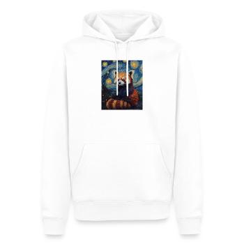 Panda roux Ours Style Van Gogh Nuit étoilée - Sweat à capuche Premium bio Homme - blanc - Devant - Nico (187cm)