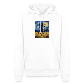 Cheval Chevaux Cavalier Style Van Gogh Nuit étoilée - Sweat à capuche Premium bio Homme - blanc - Devant - Nico (187cm)