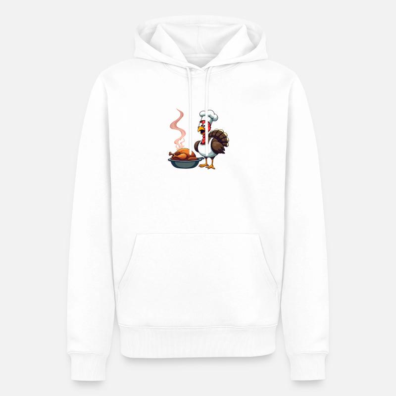 Cuisinier de dinde de Thanksgiving - Sweat à capuche Premium bio Homme - blanc