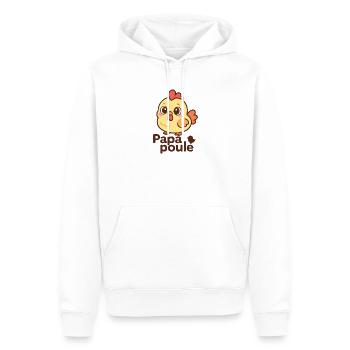 Papa Poule - Fête des Pères - Sweat à capuche Premium bio Homme - blanc - Devant - Nico (187cm)