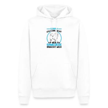 Samojede braucht mich Schlittenhund - Männer Premium Bio Hoodie - Weiß - Vorne - Nico (187cm)