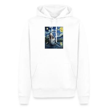 Requin Poisson Style Van Gogh Nuit étoilée - Sweat à capuche Premium bio Homme - blanc - Devant - Nico (187cm)