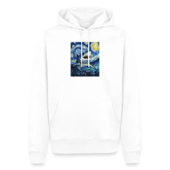 Requin Poisson Style Van Gogh Nuit étoilée - Sweat à capuche Premium bio Homme - blanc - Devant - Nico (187cm)