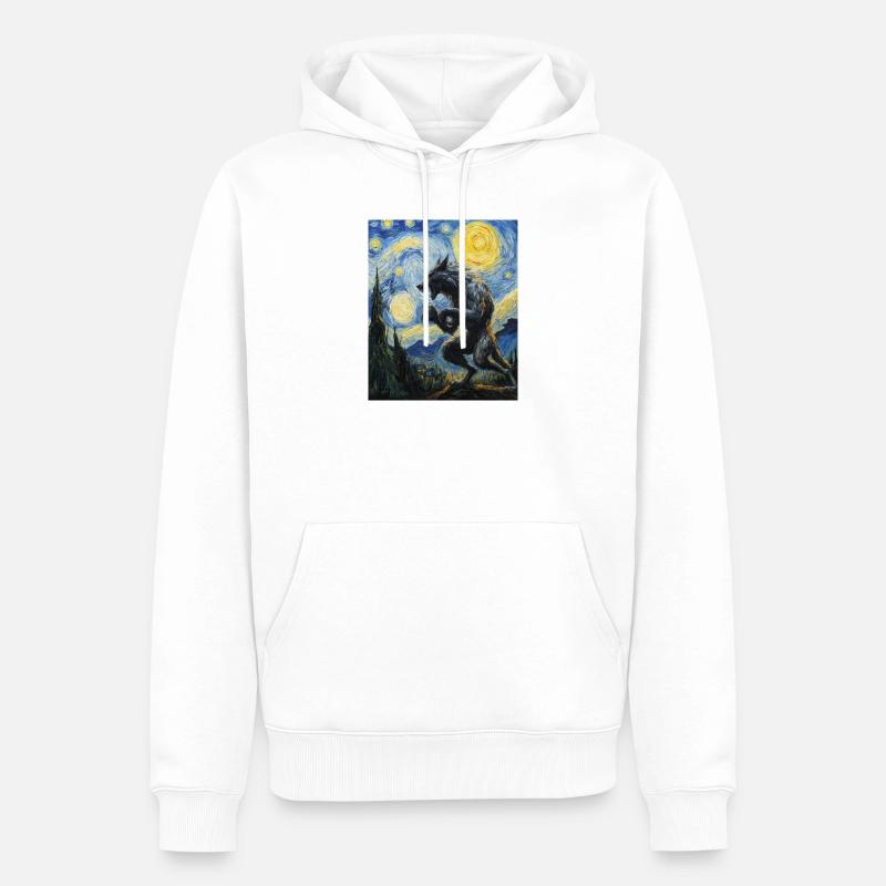 Werwolf Wolf Van Gogh Style - Männer Premium Bio Hoodie - Weiß