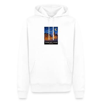 Francfort-sur-le-Main Vue nocturne - Sweat à capuche Premium bio Homme - blanc - Devant - Nico (187cm)