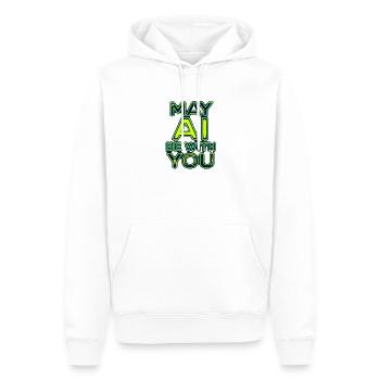Möge die KI mit dir sein Neon - Männer Premium Bio Hoodie - Weiß - Vorne - Nico (187cm)
