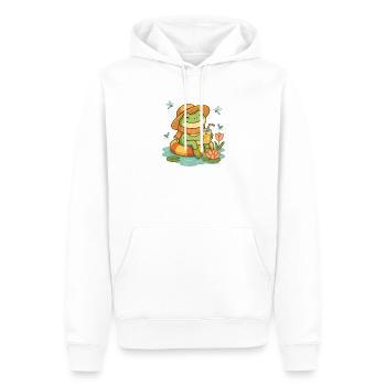 Sommer Frosch – Cozy Frog mit Limonade - Männer Premium Bio Hoodie - Weiß - Vorne - Nico (187cm)