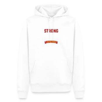 Dont Fear the Strong Power Lift - Men’s Premium Organic Hoodie - white - Front - Nico (187cm)