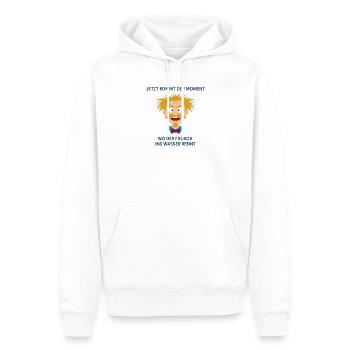 Jetzt kommt der Moment, der Moment der Erkenntnis. - Männer Premium Bio Hoodie - Weiß - Vorne - Nico (187cm)