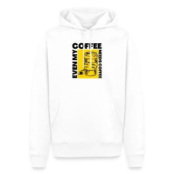 Auch mein Kaffee braucht Kaffee Lustiges Design - Männer Premium Bio Hoodie - Weiß - Vorne - Nico (187cm)