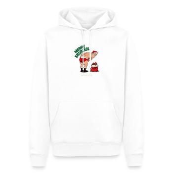 Merry Kissmyass – Lustiger Weihnachtsmann Spruch - Männer Premium Bio Hoodie - Weiß - Vorne - Nico (187cm)