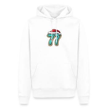 77 Numéro Cookie Noël - Sweat à capuche Premium bio Homme - blanc - Devant - Nico (187cm)
